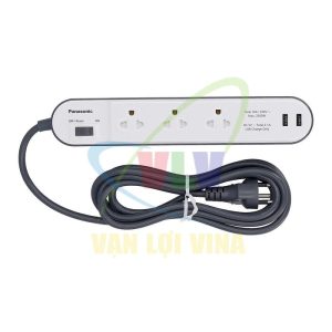Ổ cắm điện 3 cổng tích hợp 2 cổng sạc USB, công suất 2300W, dây dài 3m WCHG 243322W-VN (màu trắng) Panasonic