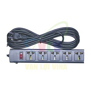 Ổ cắm nối dài, có lõi sứ chống cháy, công suất 2200W 5 cổng đa năng, có công tắc nguồn, có CB reset (màu đen) 5T SOPOKA