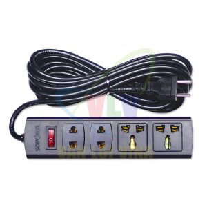 Ổ cắm nối dài, có lõi sứ chống cháy, công suất 2200W 4 cổng, có công tắc nguồn (màu đen) 4K SOPOKA