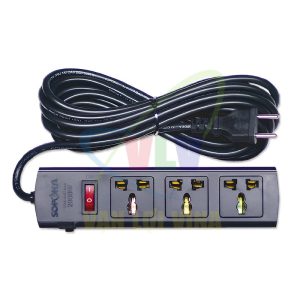 Ổ cắm nối dài, có lõi sứ chống cháy, công suất 2200W 3 cổng đa năng, có công tắc nguồn, có CB reset (màu đen) 3T SOPOKA