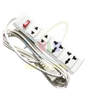 Ổ cắm nối dài, có lõi sứ chống cháy, công suất 2200W 4 cổng, có công tắc nguồn (màu trắng) 4A SOPOKA