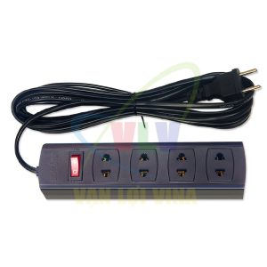 Ổ cắm nối dài lõi sứ chống cháy công suất 1200W 4 cổng, có công tắc nguồn (màu đen) 4S SOPOKA