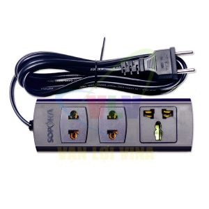 Ổ cắm nối dài, có lõi sứ chống cháy, công suất 1200W 3 cổng (màu đen) 3X SOPOKA
