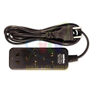 Ổ cắm nối dài công suất 1200W 3 cổng màu đen, không có công tắc nguồn SOPOKA