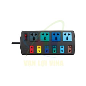 Ổ cắm nối dài kết hợp 4 lỗ 3 chấu và 6 lỗ 2 chấu 4D6S có công tắc, CB bảo vệ quá tải, nắp che an toàn, công suất 2200W/10A LIOA