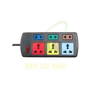 Ổ cắm nối dài kết hợp 3 lỗ 3 chấu và 3 lỗ 2 chấu 3D3S có công tắc, CB bảo vệ quá tải, nắp che an toàn, công suất 2200W, tải 10A LIOA
