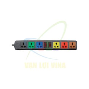 Ổ cắm nối dài 6 lỗ 3 chấu 6D có 2 công tắc, CB bảo vệ quá tải, nắp che an toàn, công suất 2200W, tải 10A LIOA