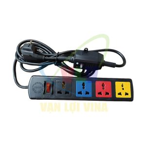 Ổ cắm nối dài được lắp thêm thiết bị chống giật, 4 lỗ cắm 3 chấu có nắp che bảo vệ, CB bảo vệ quá tải, công suất 2200W, tải 10A LIOA