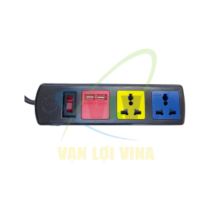 Ổ cắm nối dài có 2 cổng sạc USB, 2 lỗ 3 chấu 3D32NUSB có nắp che bảo vệ, CB bảo vệ quá tải, công suất 2200W, tải 10A LIOA