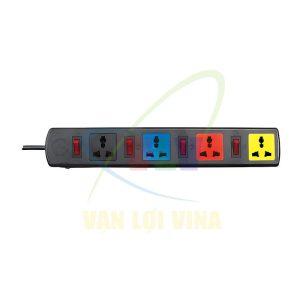 Ổ cắm nối dài 4 lỗ 3 chấu, 4 công tắc rời cho từng lổ cắm 4DOF có CB bảo vệ quá tải, nắp che an toàn, công suất 2200W, tải 10A LIOA