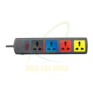 Ổ cắm nối dài 4 lỗ 3 chấu 4D có công tắc, CB bảo vệ quá tải, nắp che an toàn, công suất 2200W, tải 10A LIOA