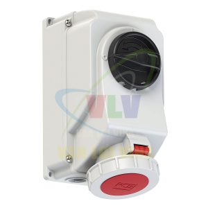 Ổ cắm công nghiệp lắp nổi có kèm công tắc kín nước F75252-6, tải 32A, 5 cực, điện áp 400V, Chuẩn kín nước IP67 PCE