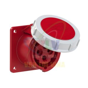 Ổ cắm công nghiệp lắp âm, mặt thẳng, tải từ 16A - 32A, 4 cực (3P+PE) điện áp 400V, kín nước tiêu chuẩn IP67 PCE