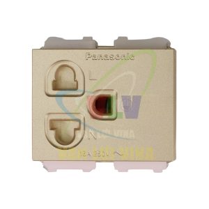 Ổ cắm đơn có màn che và dây nối đất 250VAC-16A, màu vàng ánh kim Halumie WEV1181 Panasonic