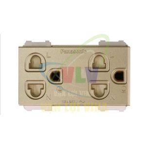 Ổ cắm đơn có màn che và dây nối đất 250VAC-16A, màu vàng ánh kim Halumie WEV1582 Panasonic